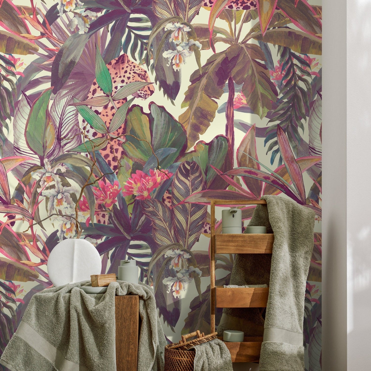 Colorful Tropical Leaves Wallpaper Peel and Stick and Traditional Wallpaper - B746 - WallTrend