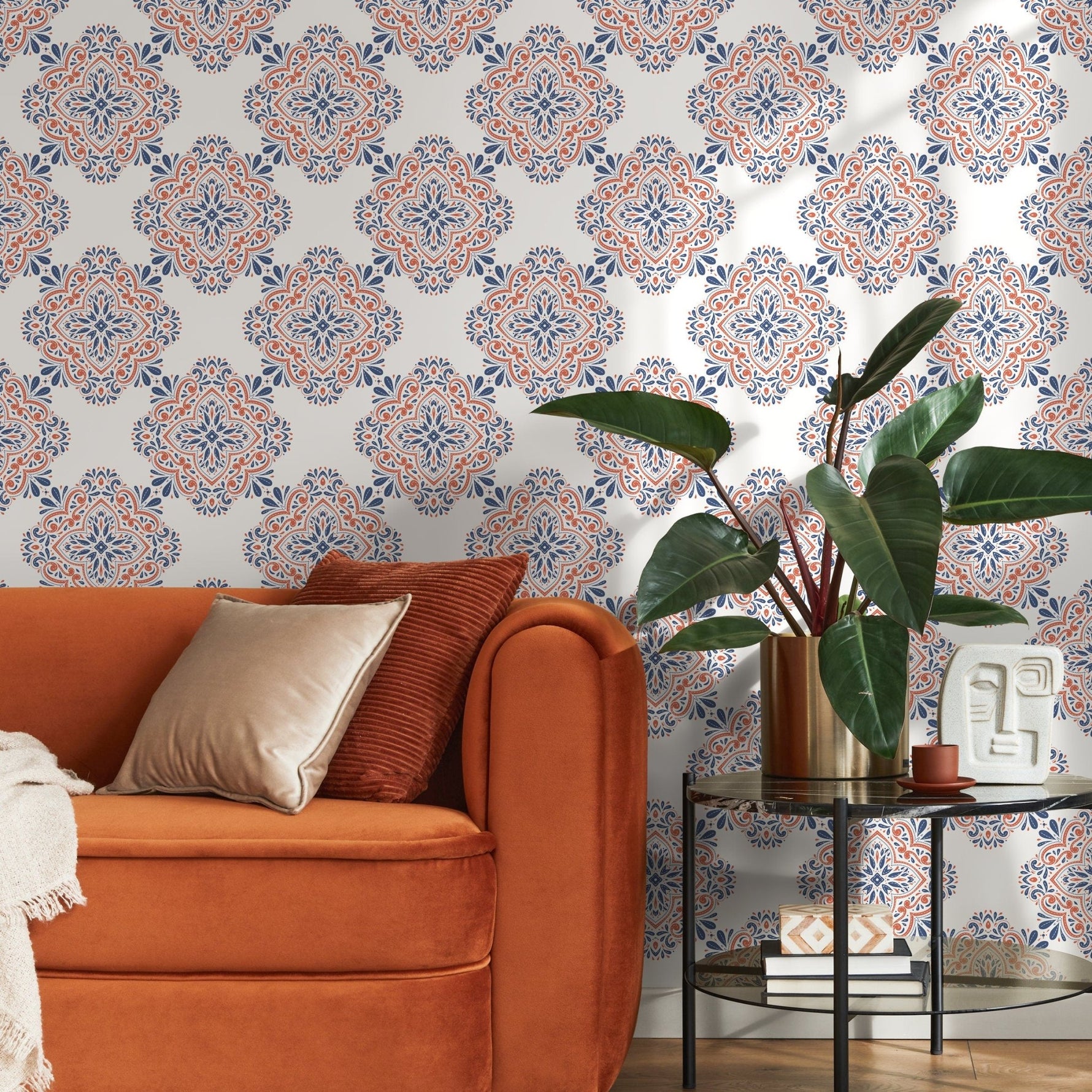 Contemporary Flowers Tile Wallpaper - Removable Wallpaper Peel and Stick Wallpaper Wall Paper - B335 - WallTrend