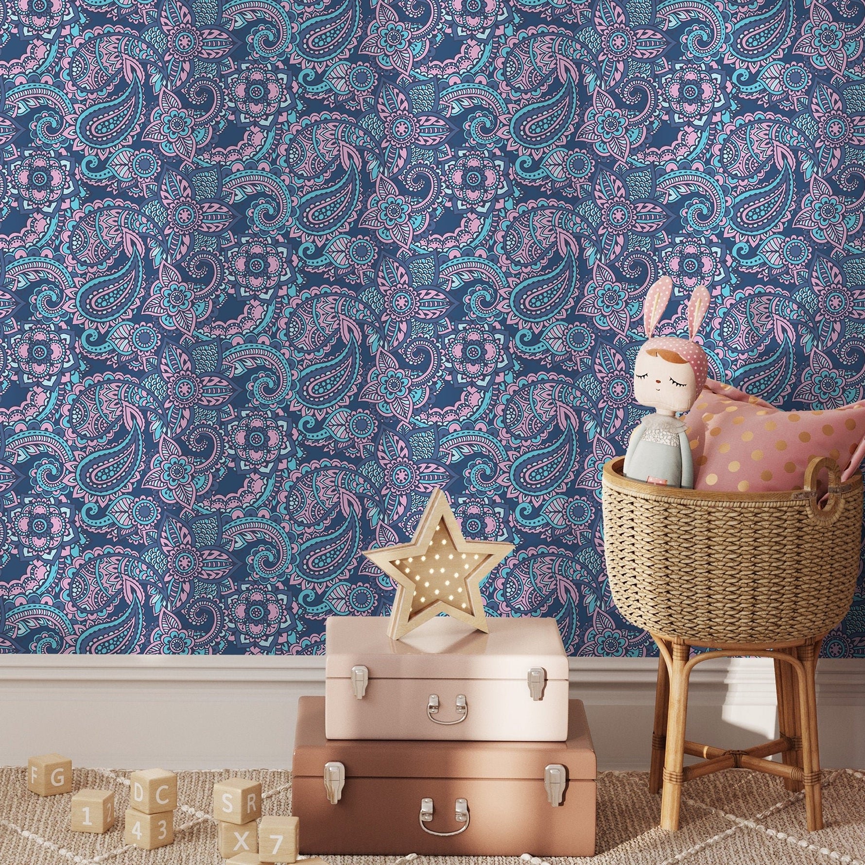 Contemporary Flowers Wallpaper - Removable Wallpaper Peel and Stick Wallpaper Wall Paper - B382 - WallTrend