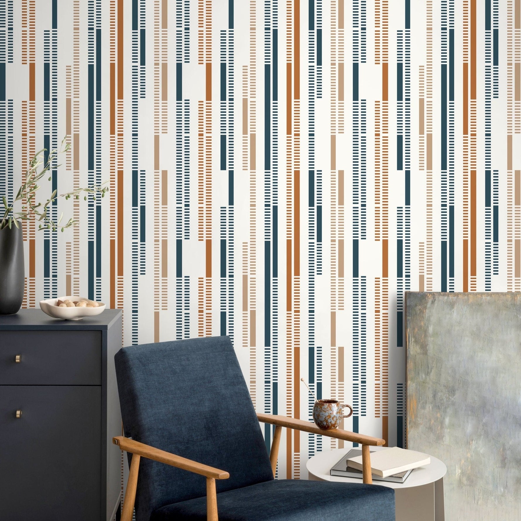 Contemporary Geometric Wallpaper Abstract Wallpaper Peel and Stick and Traditional Wallpaper - D743 - WallTrend