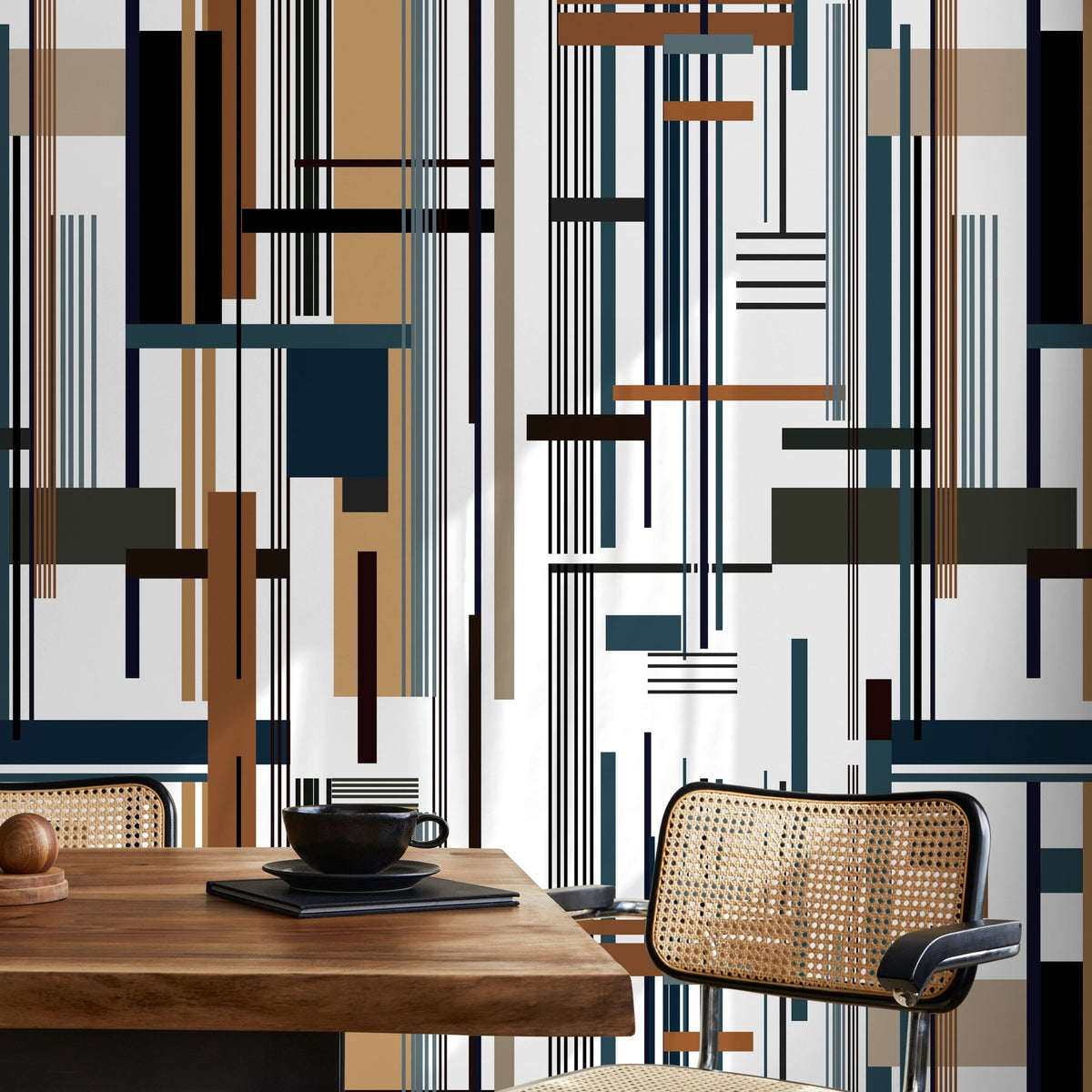 Contemporary Geometric Wallpaper Abstract Wallpaper Peel and Stick and Traditional Wallpaper - D752 - WallTrend