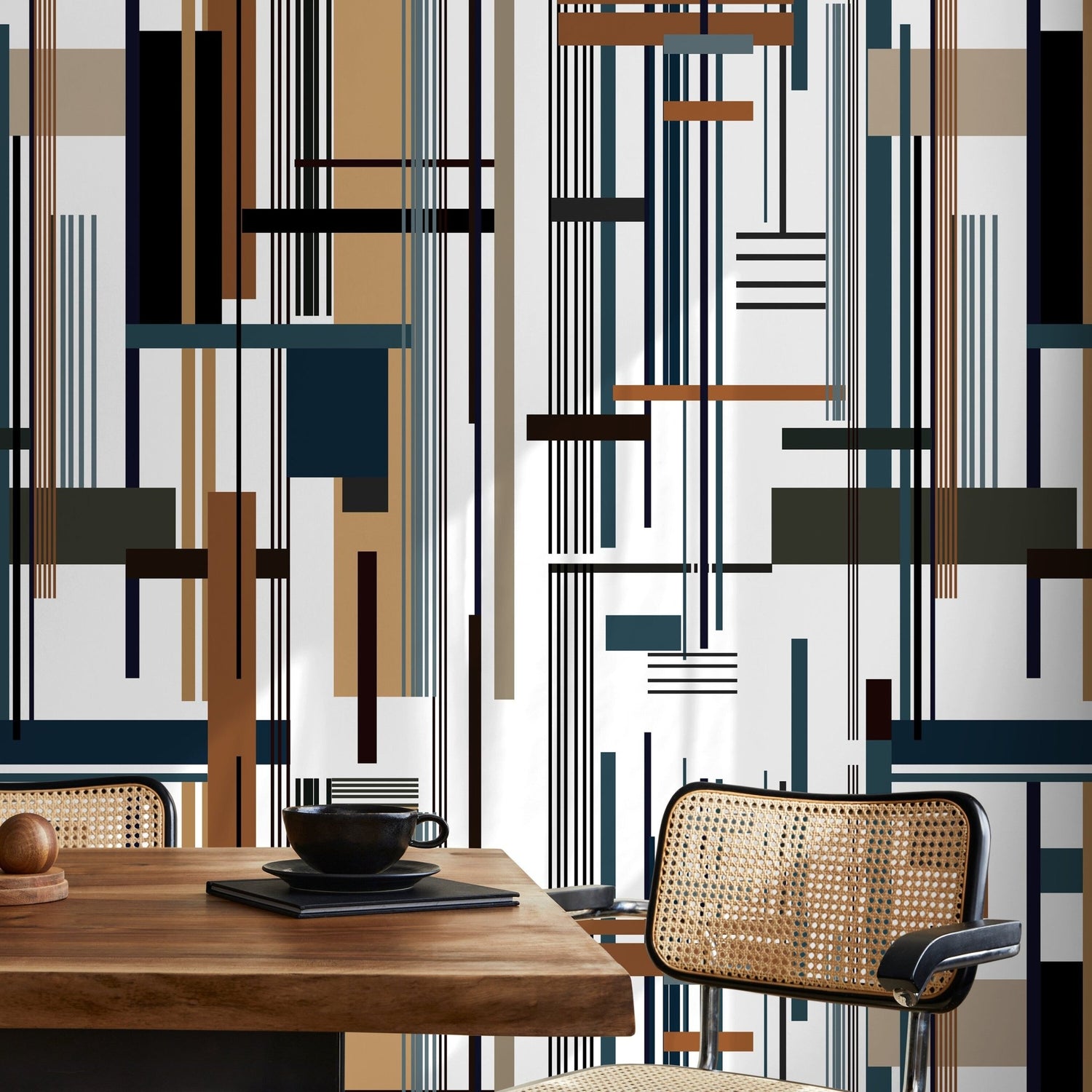 Contemporary Geometric Wallpaper Abstract Wallpaper Peel and Stick and Traditional Wallpaper - D752 - WallTrend