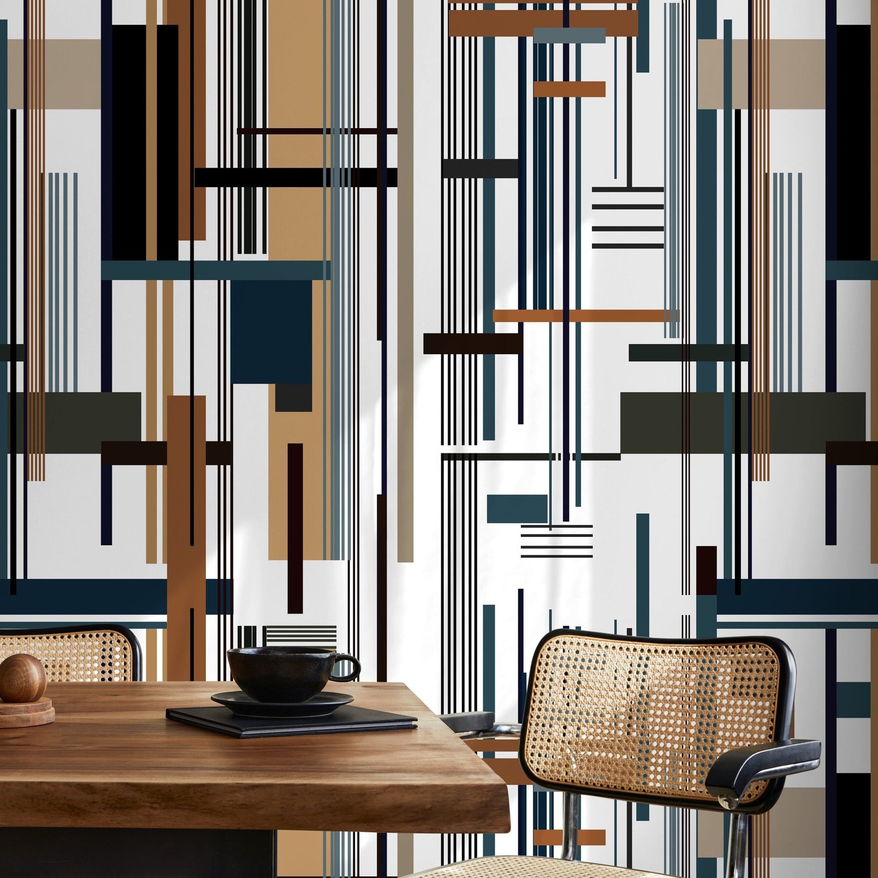 Contemporary Geometric Wallpaper Abstract Wallpaper Peel and Stick and Traditional Wallpaper - D752 - WallTrend