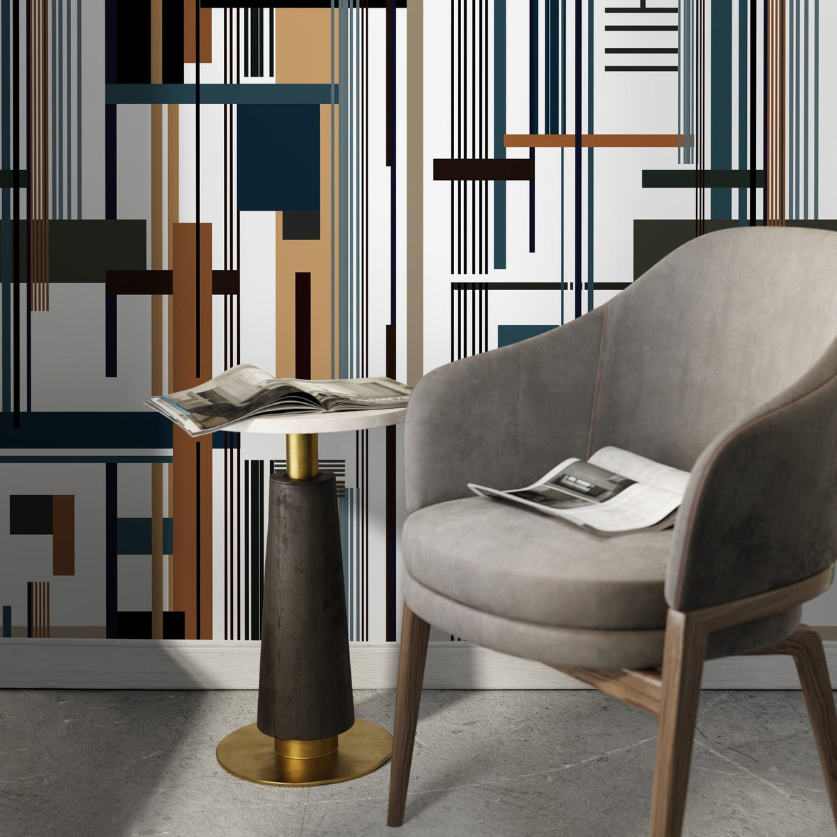 Contemporary Geometric Wallpaper Abstract Wallpaper Peel and Stick and Traditional Wallpaper - D752 - WallTrend