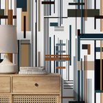 Contemporary Geometric Wallpaper Abstract Wallpaper Peel and Stick and Traditional Wallpaper - D752 - WallTrend