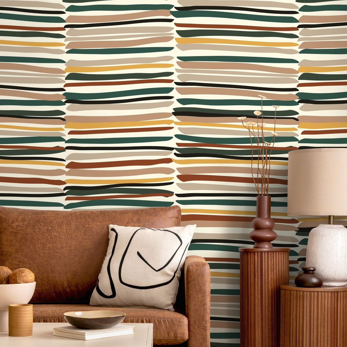 Contemporary Striped Wallpaper Abstract Wallpaper Peel and Stick and Traditional Wallpaper - D795 - WallTrend