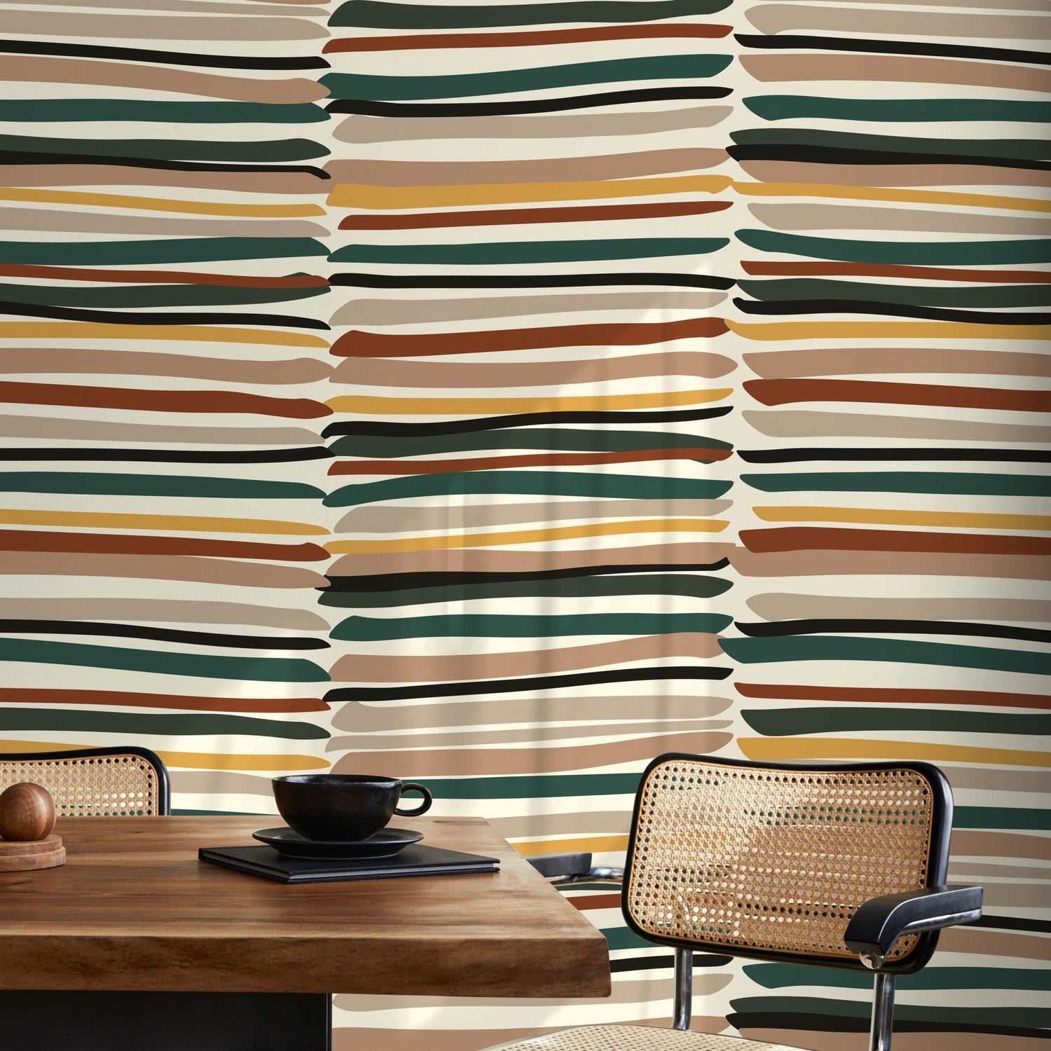 Contemporary Striped Wallpaper Abstract Wallpaper Peel and Stick and Traditional Wallpaper - D795 - WallTrend