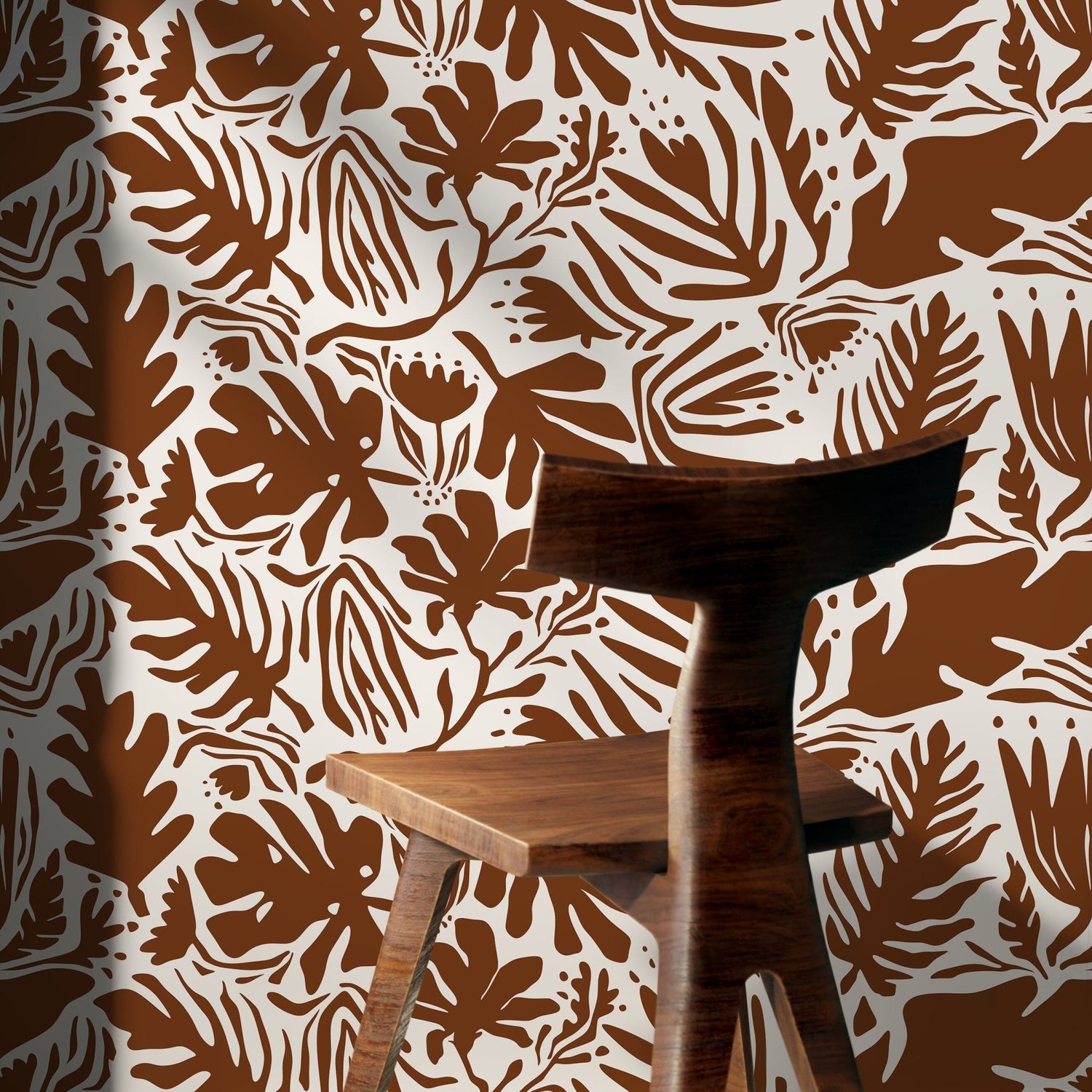 Copper Leaf Abstract Wallpaper Boho Wallpaper Peel and Stick and Traditional Wallpaper - D669 - WallTrend