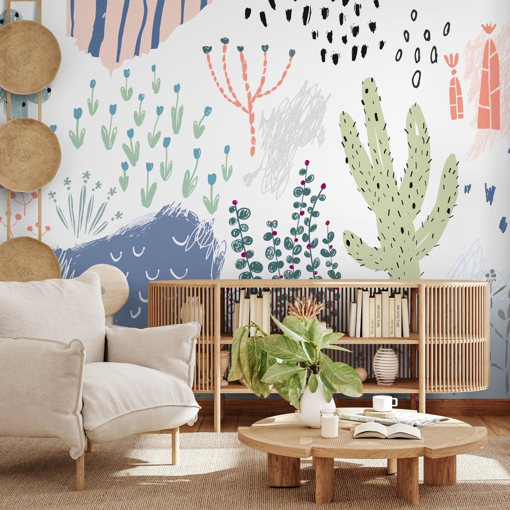 Cute Desert Wallpaper Nursery Wallpaper Fun Mural Peel and Stick and Traditional Wallpaper - A520 - WallTrend