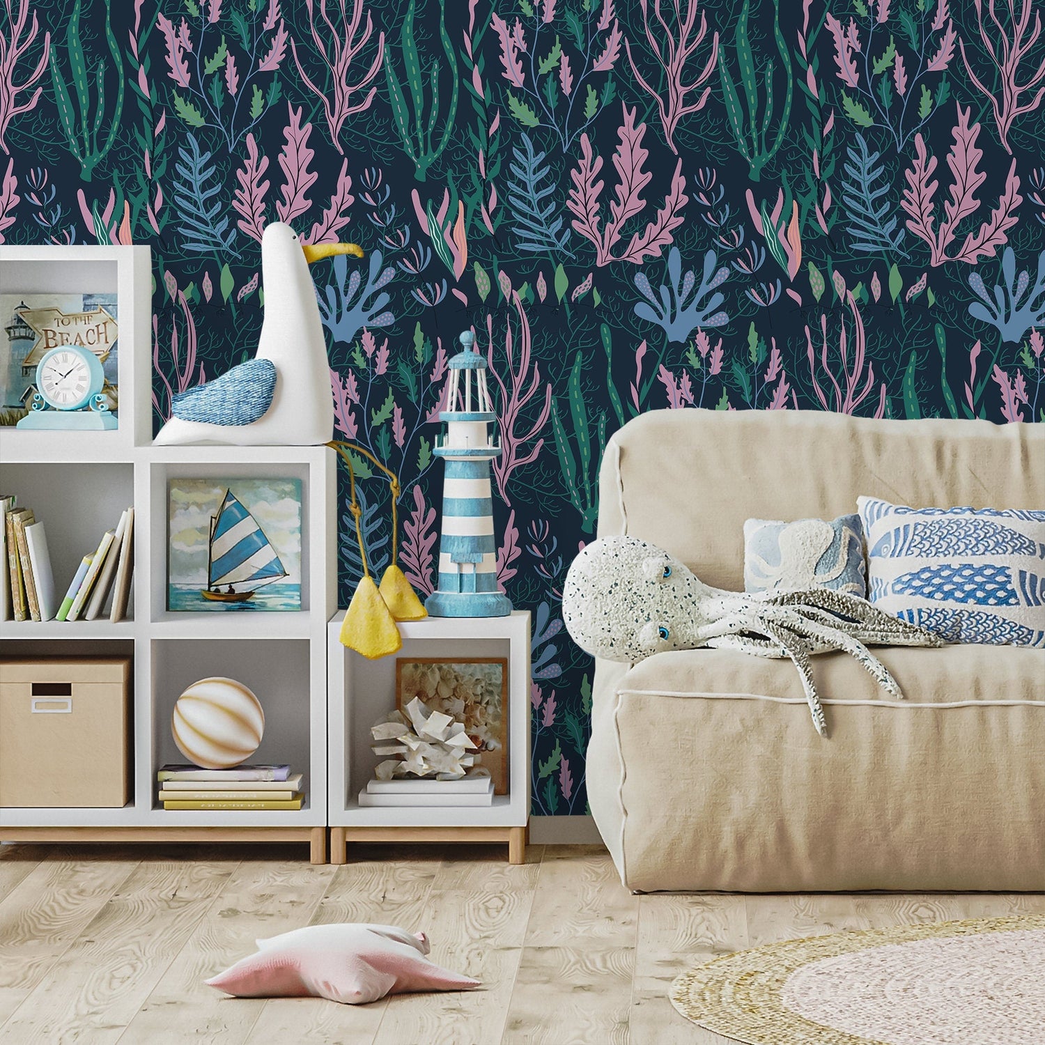 Cute Leaf Wallpaper Coastal Wallpaper Peel and Stick and Traditional Wallpaper - A575 - WallTrend