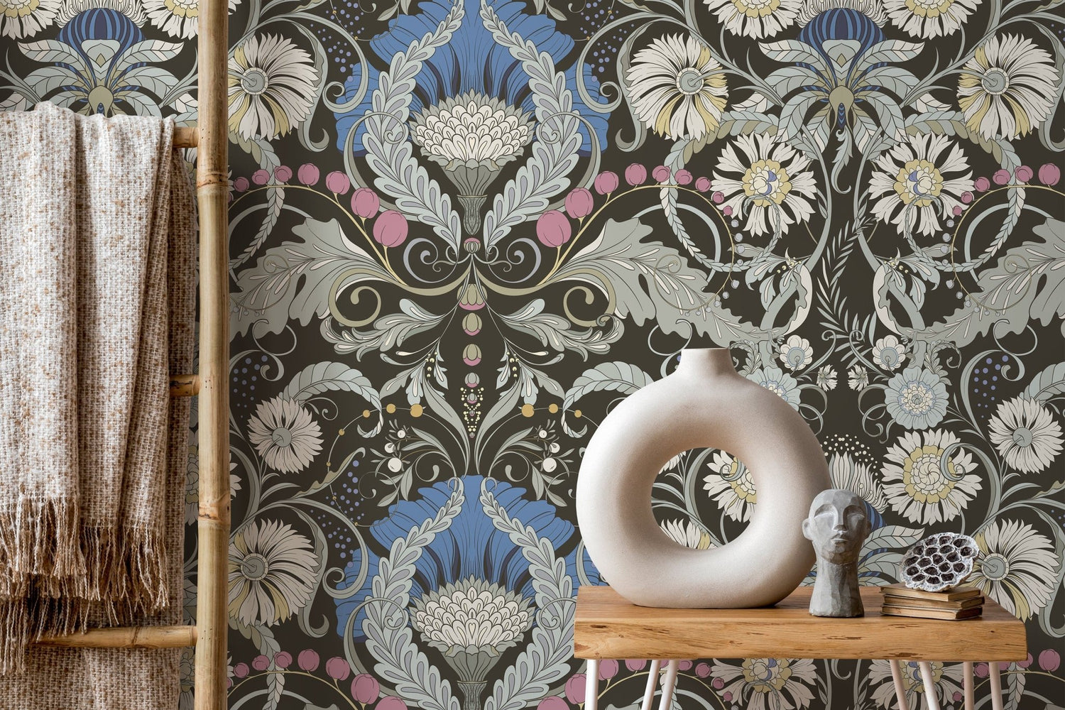 Dark Art Nouveau Wallpaper / Peel and Stick Wallpaper Removable Wallpaper Home Decor Wall Art Wall Decor Room Decor - D407 - WallTrend