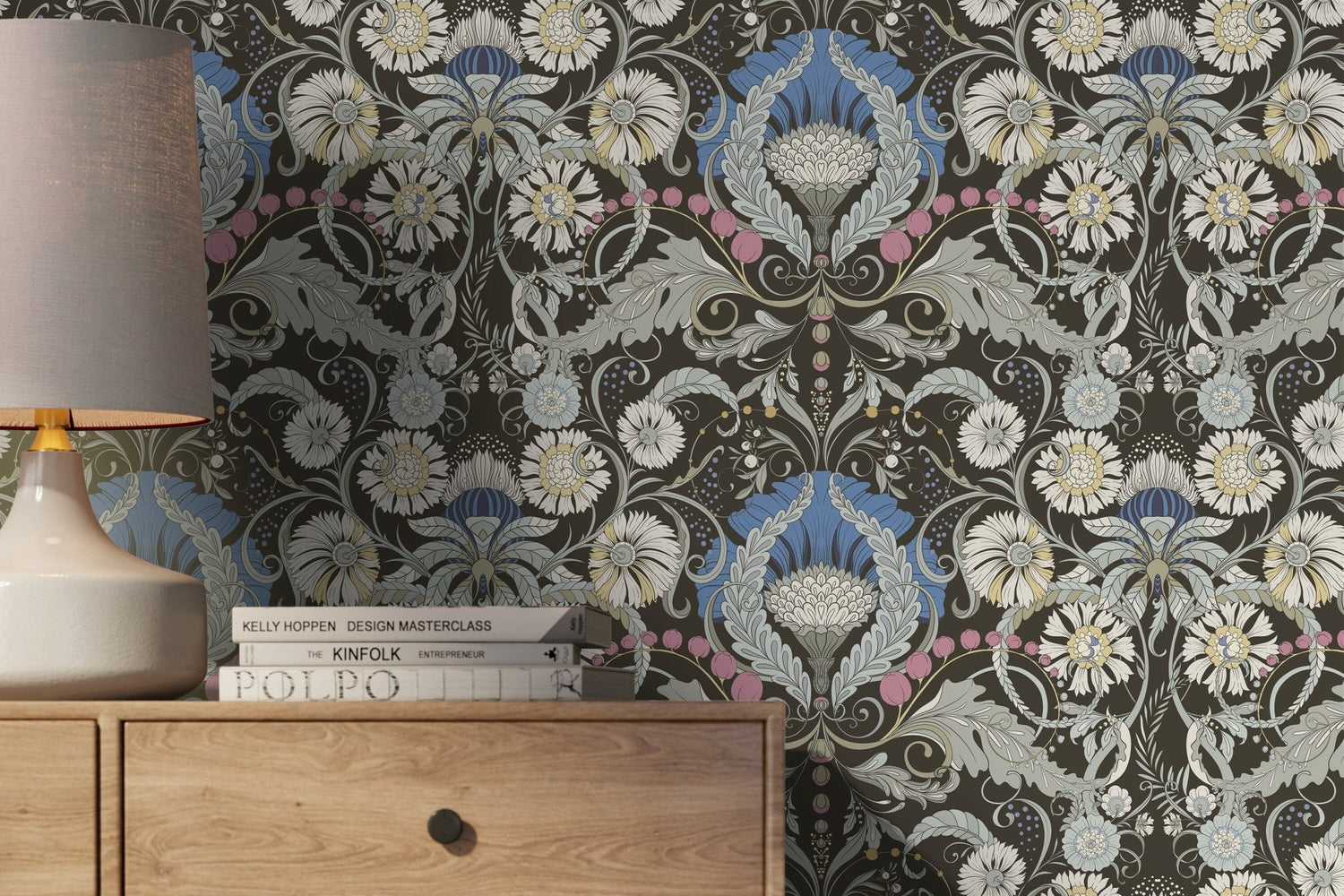 Dark Art Nouveau Wallpaper / Peel and Stick Wallpaper Removable Wallpaper Home Decor Wall Art Wall Decor Room Decor - D407 - WallTrend