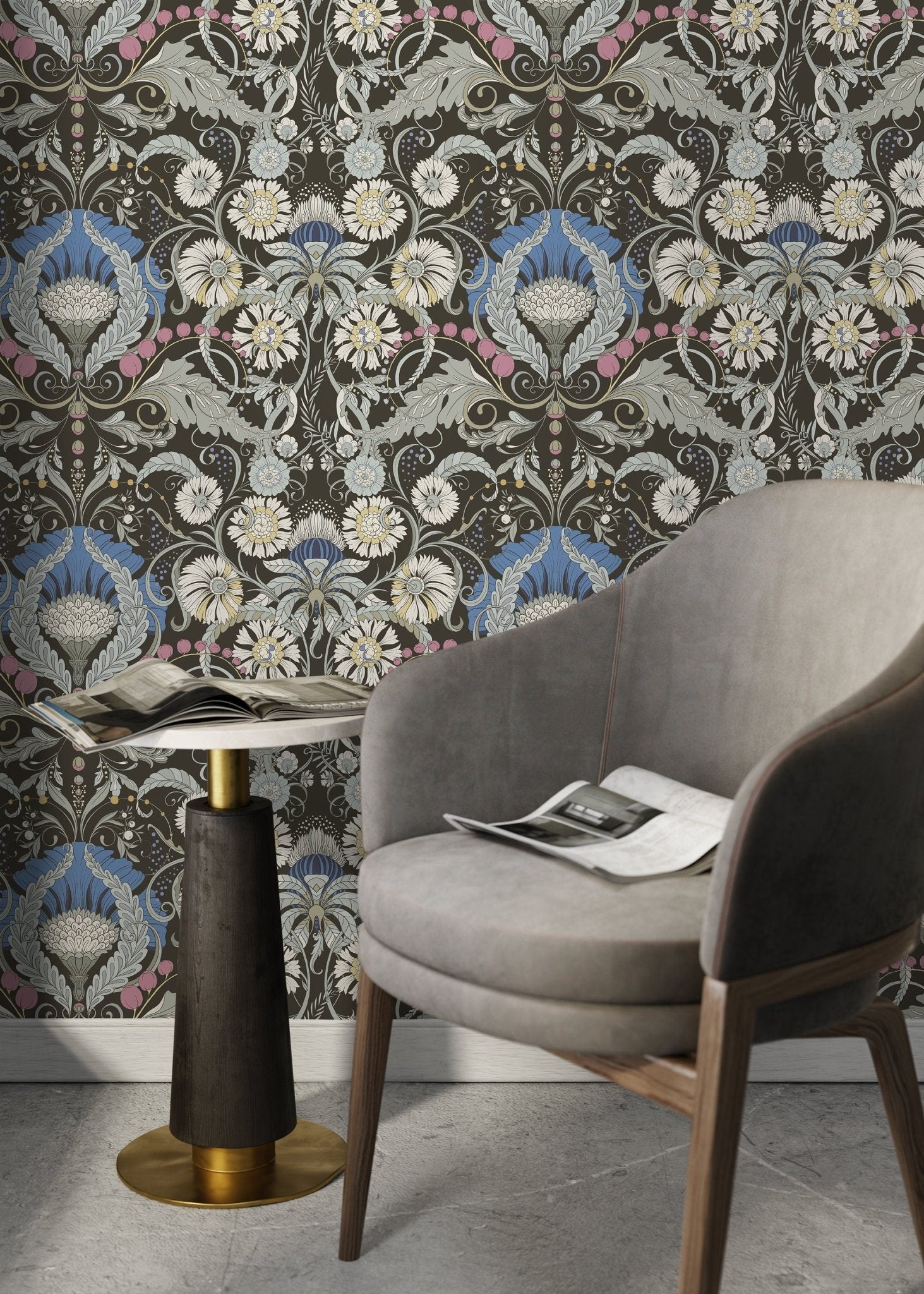 Dark Art Nouveau Wallpaper / Peel and Stick Wallpaper Removable Wallpaper Home Decor Wall Art Wall Decor Room Decor - D407 - WallTrend