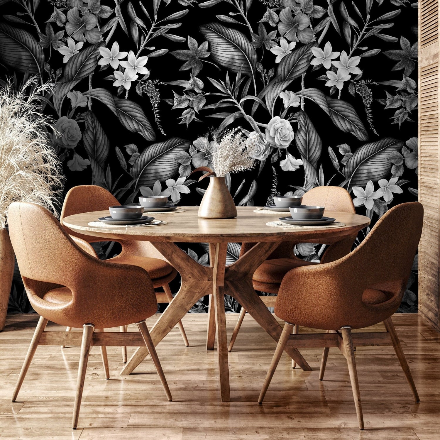 Dark Floral Botanical Wallpaper Vintage Wallpaper Peel and Stick and Traditional Wallpaper - A382 - WallTrend