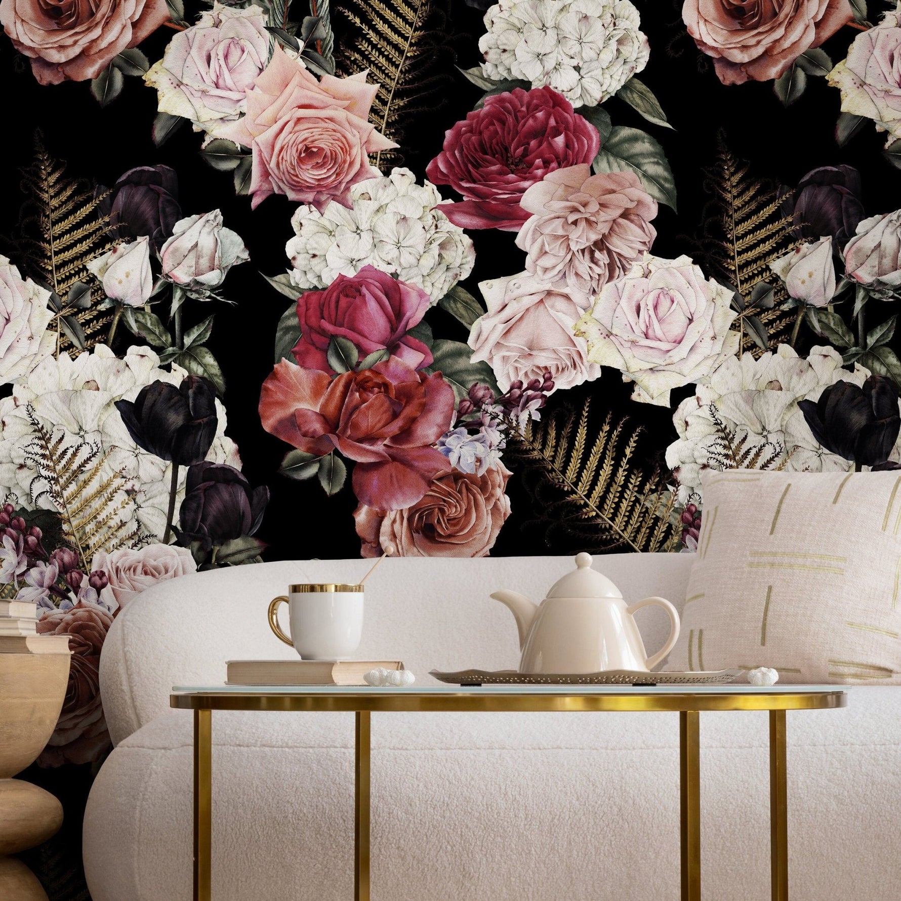 Dark Floral Elegance Wallpaper - B169 - WallTrend