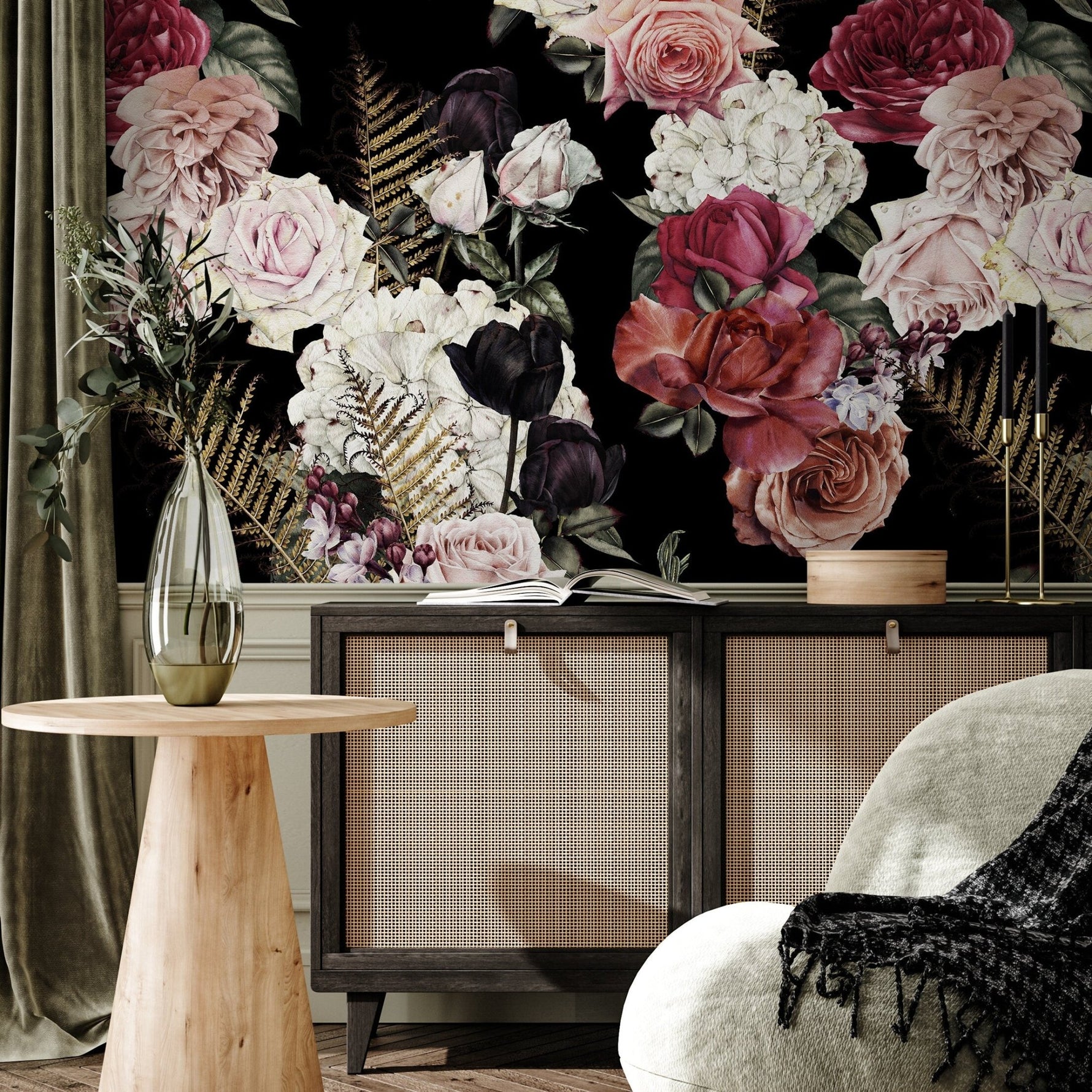 Dark Floral Elegance Wallpaper - B169 - WallTrend