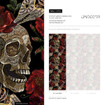 Dark Floral Wallpaper Fish Skeleton and Skull Wallpaper Peel and Stick and Traditional Wallpaper - D914 - WallTrend