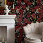 Dark Floral Wallpaper Gothic Maximalist Wallpaper Peel and Stick and Traditional Wallpaper - D918 - WallTrend