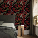 Dark Floral Wallpaper Gothic Maximalist Wallpaper Peel and Stick and Traditional Wallpaper - D918 - WallTrend