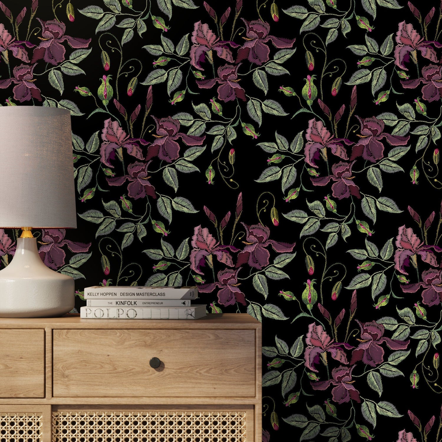 Dark Floral Wallpaper Vintage Garden Wallpaper Peel and Stick and Traditional Wallpaper - D868 - WallTrend