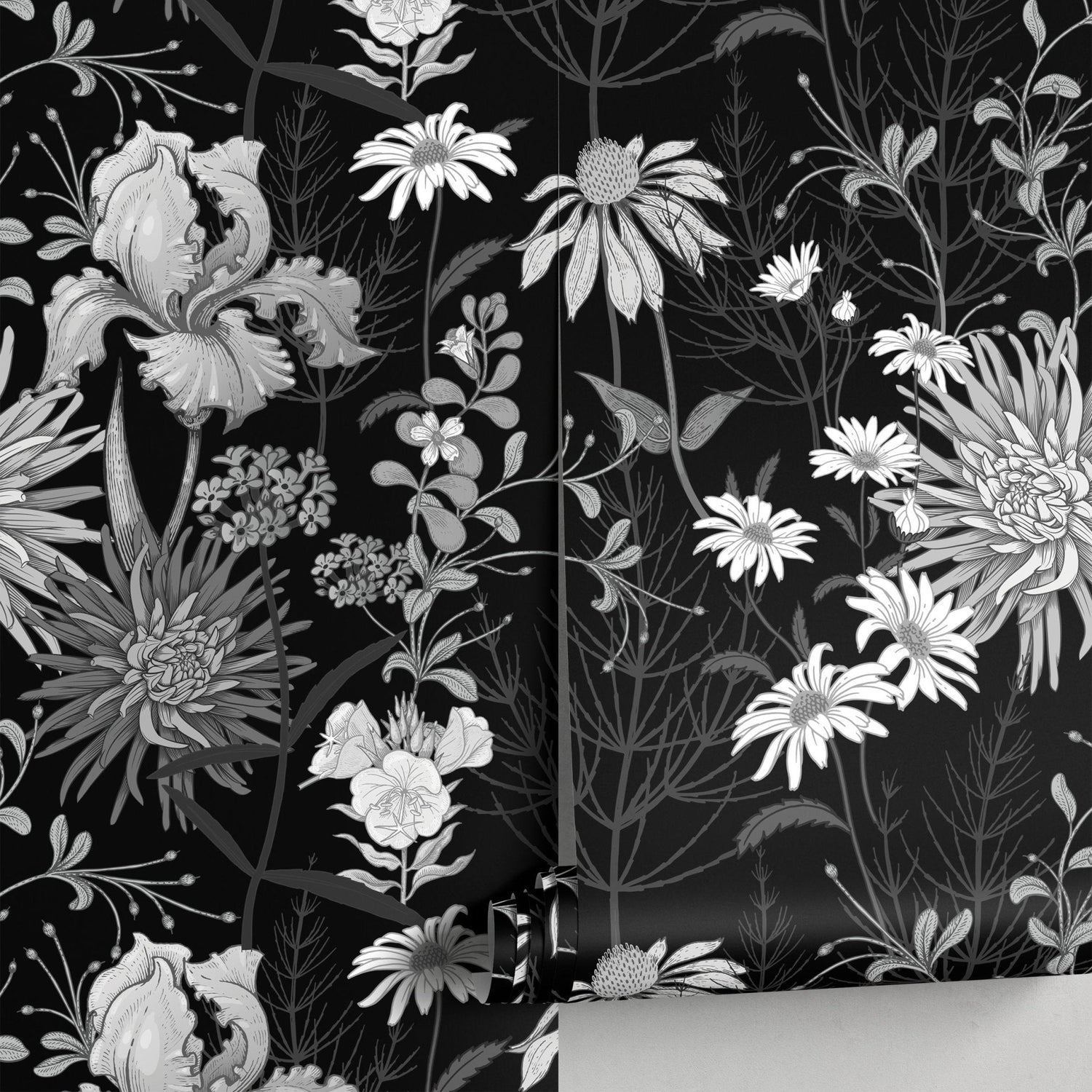 Dark Floral Wallpaper Vintage Wallpaper Peel and Stick and Traditional Wallpaper - A915 - WallTrend