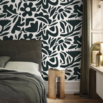 Dark Green Abstract Wallpaper Boho Floral Wallpaper Peel and Stick and Traditional Wallpaper - D675 - WallTrend