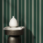 Dark Green Lines Wallpaper Striped Wallpaper Peel and Stick and Traditional Wallpaper - D769 - WallTrend