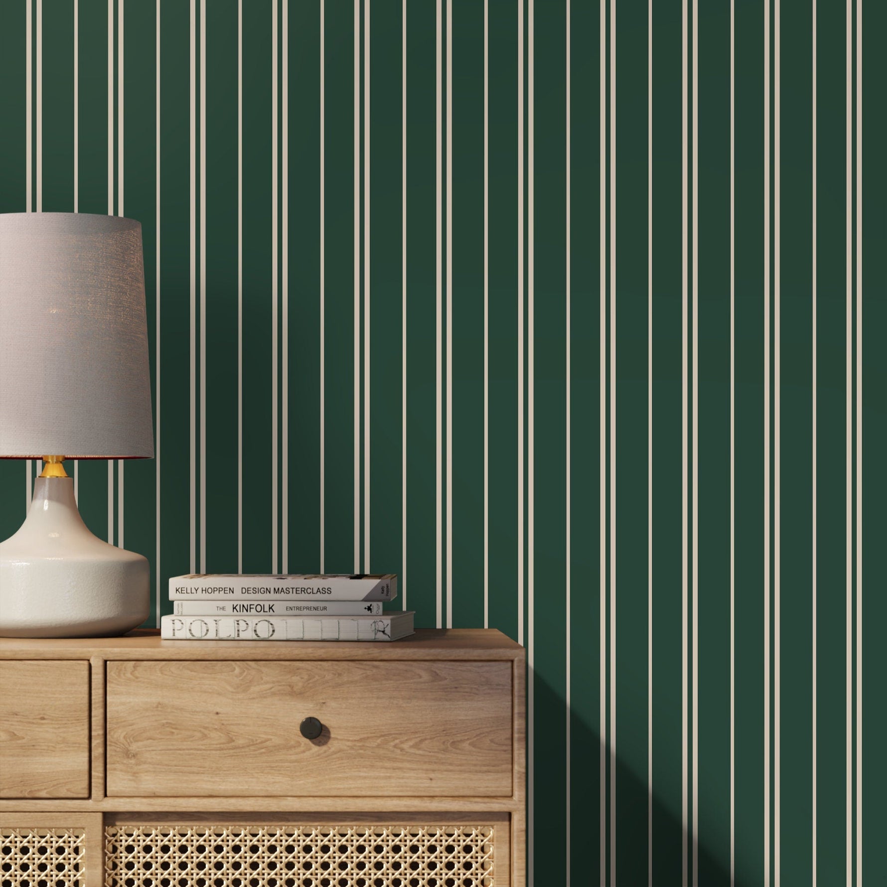 Dark Green Lines Wallpaper Striped Wallpaper Peel and Stick and Traditional Wallpaper - D769 - WallTrend