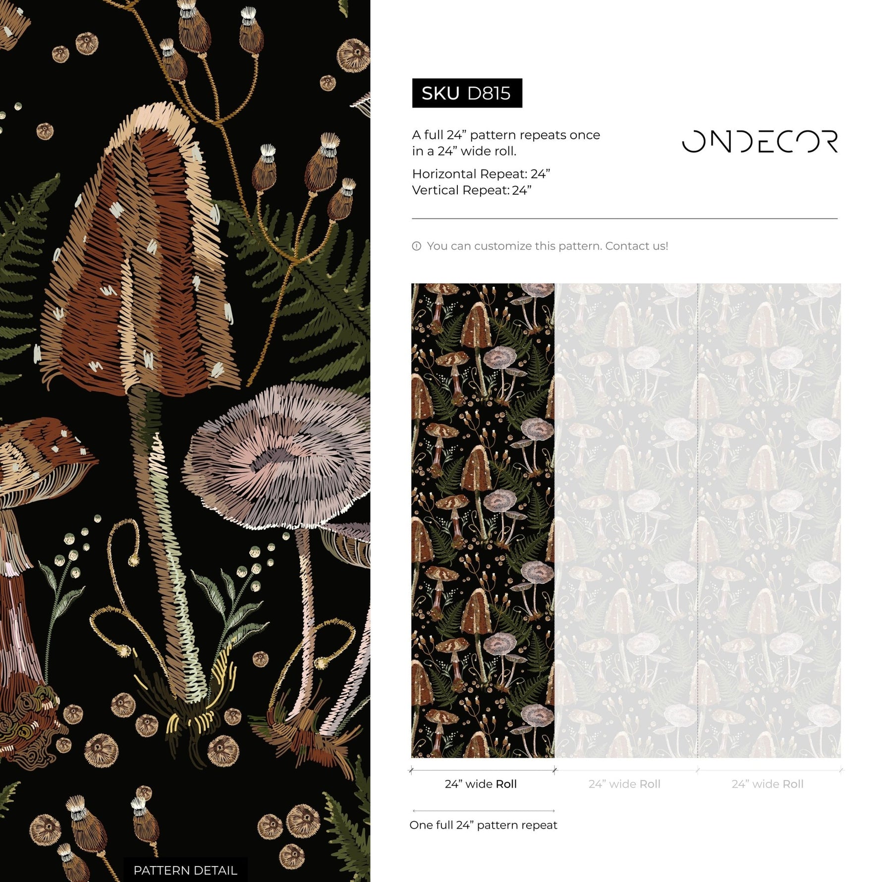 Dark Mushroom Wallpaper Dark Floral Wallpaper Peel and Stick and Traditional Wallpaper - D815 - WallTrend