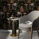 Dark Mushroom Wallpaper Dark Floral Wallpaper Peel and Stick and Traditional Wallpaper - D815 - WallTrend