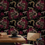 Dark Snake and Skull Wallpaper Maximalist Wallpaper Peel and Stick and Traditional Wallpaper - D903 - WallTrend