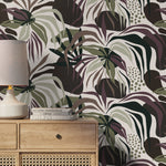 Dark Tropical Abstract Wallpaper Modern Wallpaper Peel and Stick and Traditional Wallpaper - D713 - WallTrend