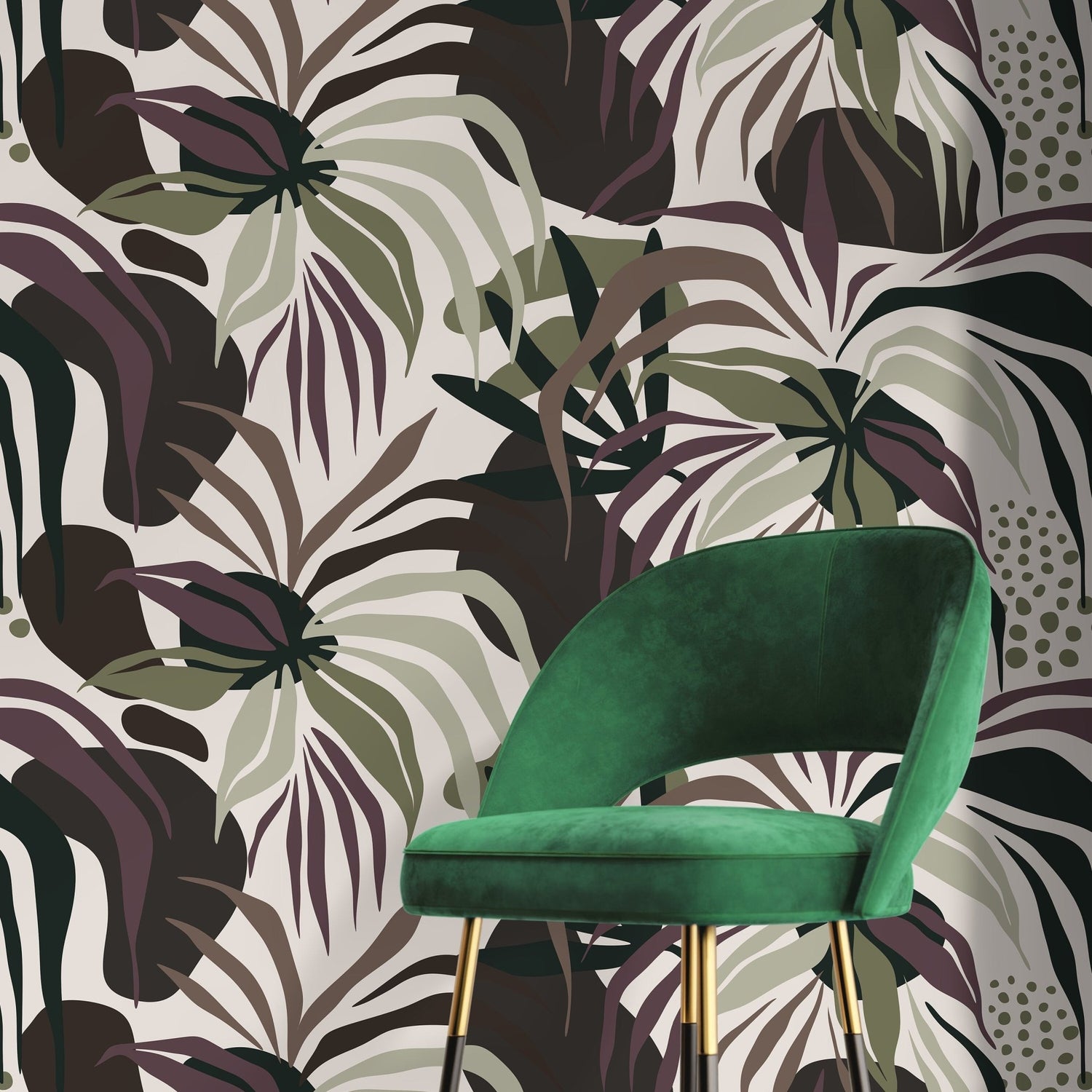 Dark Tropical Abstract Wallpaper Modern Wallpaper Peel and Stick and Traditional Wallpaper - D713 - WallTrend