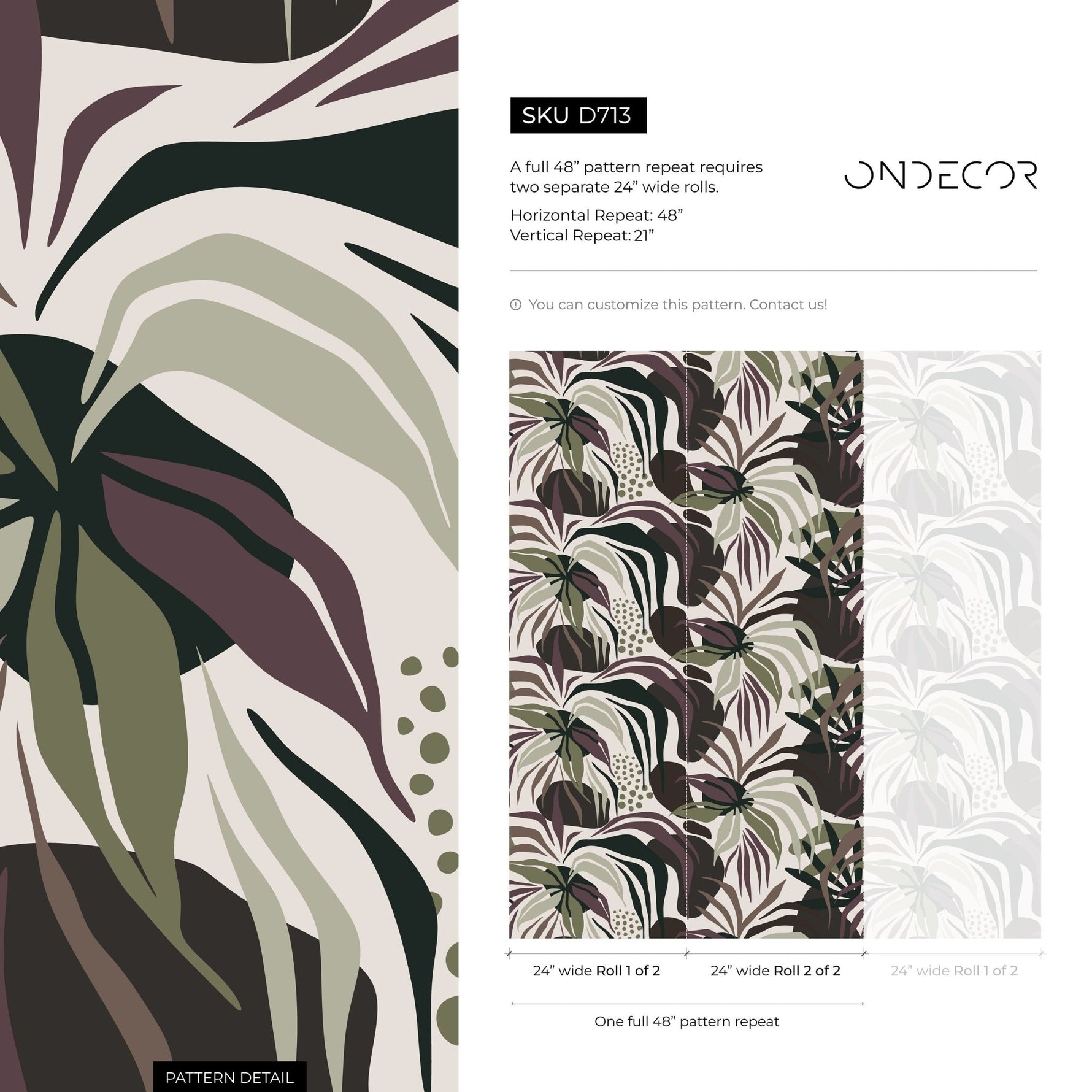 Dark Tropical Abstract Wallpaper Modern Wallpaper Peel and Stick and Traditional Wallpaper - D713 - WallTrend