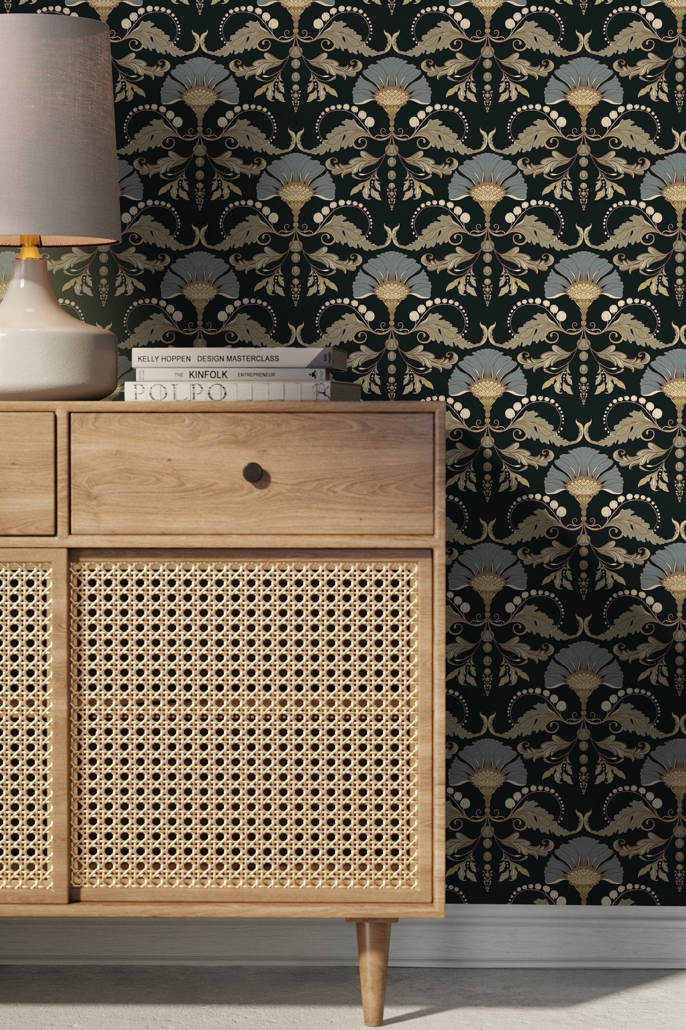 Dark Vintage Flower Wallpaper / Peel and Stick Wallpaper Removable Wallpaper Home Decor Wall Art Wall Decor Room Decor - D240 - WallTrend