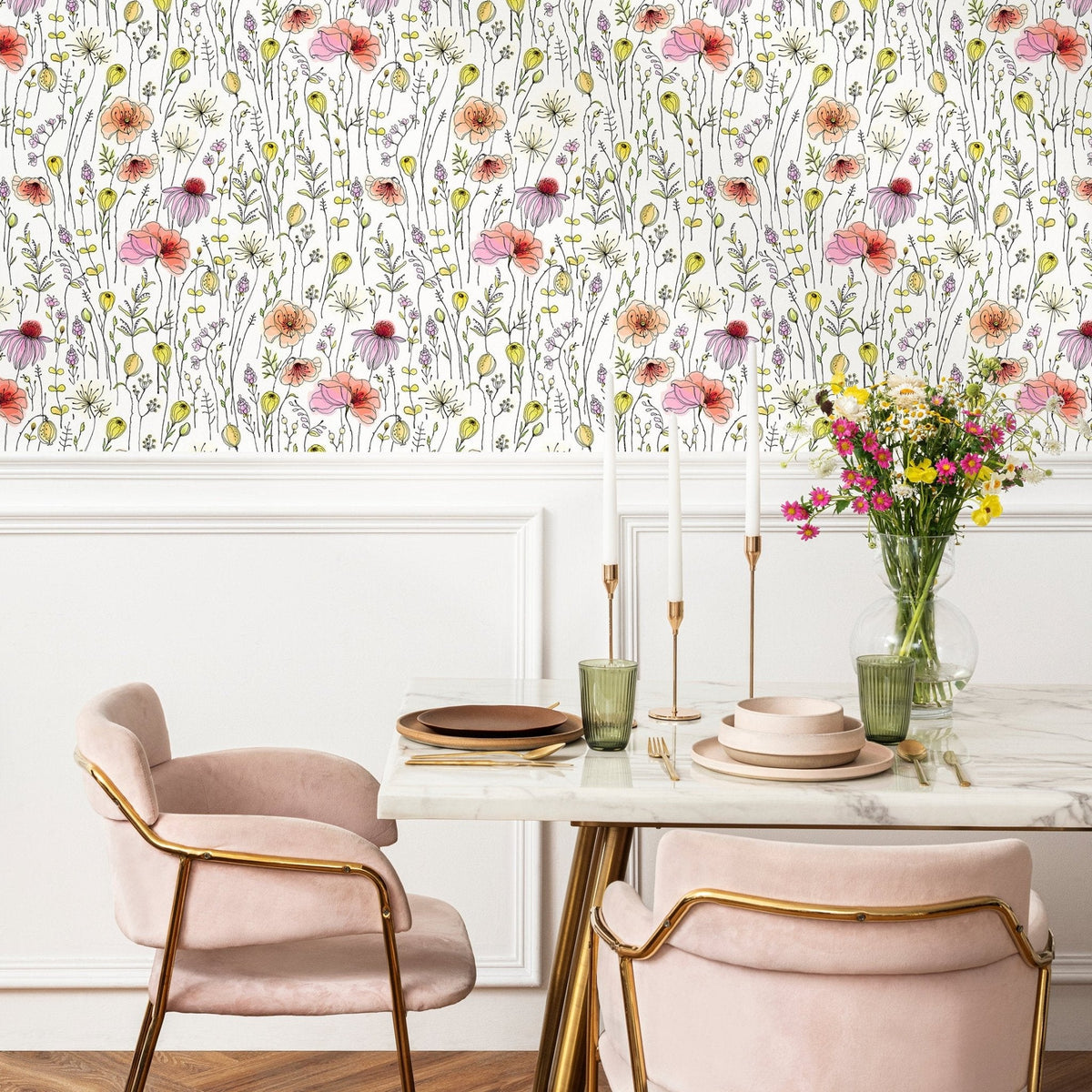 Delicate Floral Elegance Wallpaper - B018 - WallTrend