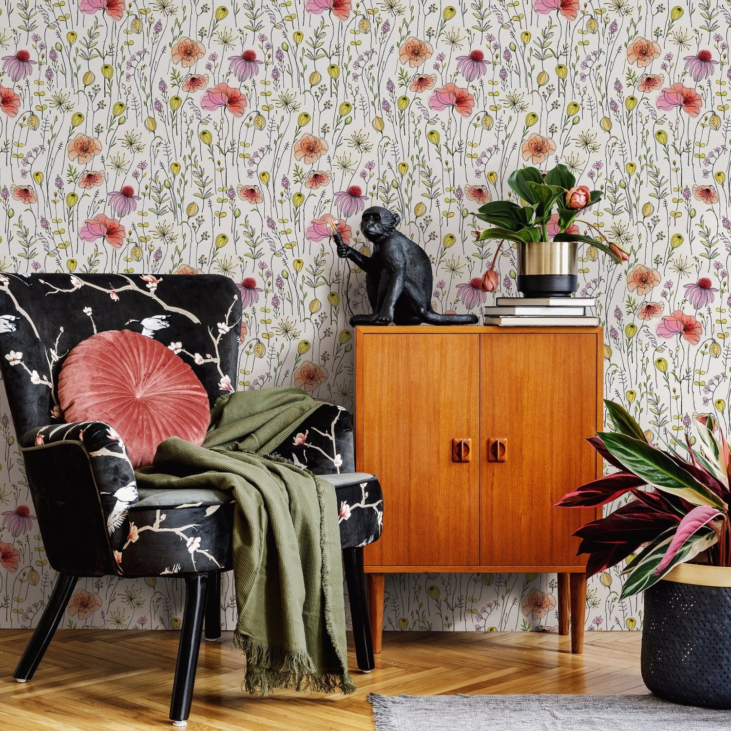 Delicate Floral Elegance Wallpaper - B018 - WallTrend