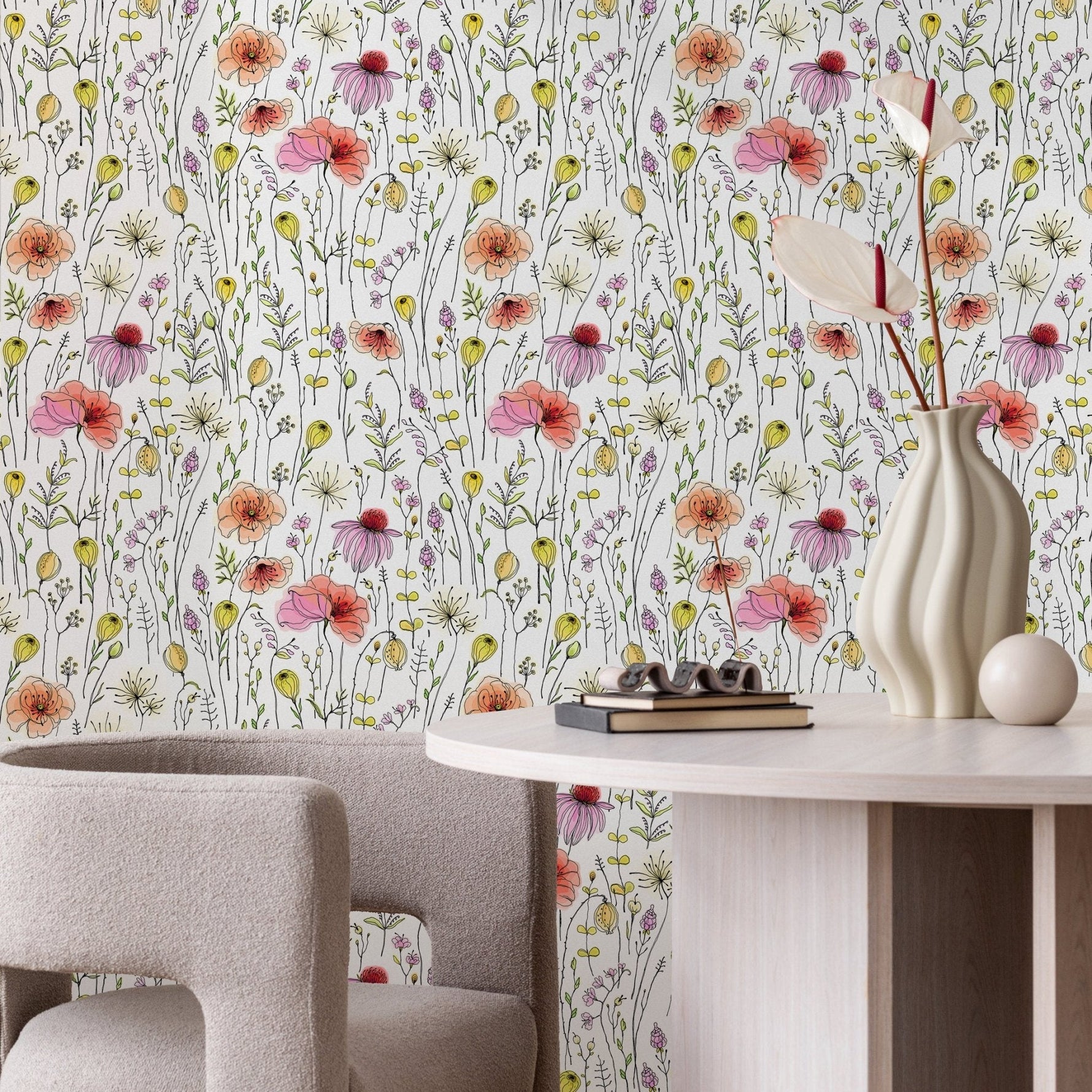 Delicate Floral Elegance Wallpaper - B018 - WallTrend