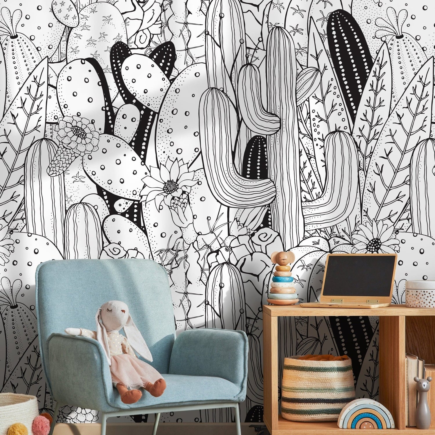 Desert Flora Line Art Wallpaper - A946 - WallTrend