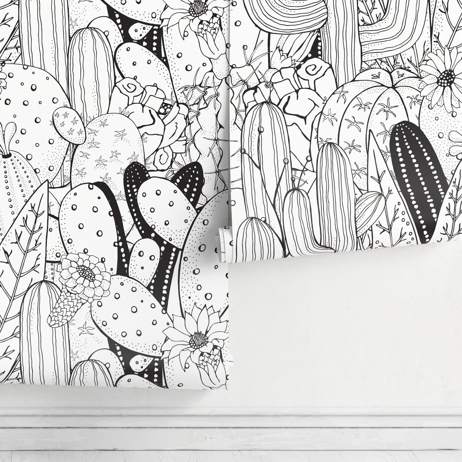 Desert Flora Line Art Wallpaper - A946 - WallTrend