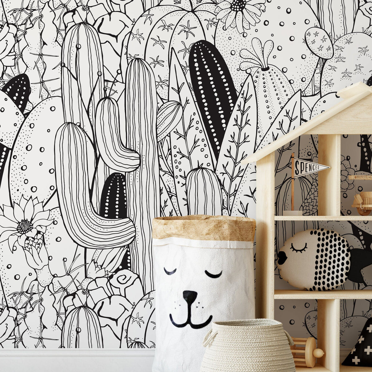 Desert Flora Line Art Wallpaper - A946 - WallTrend