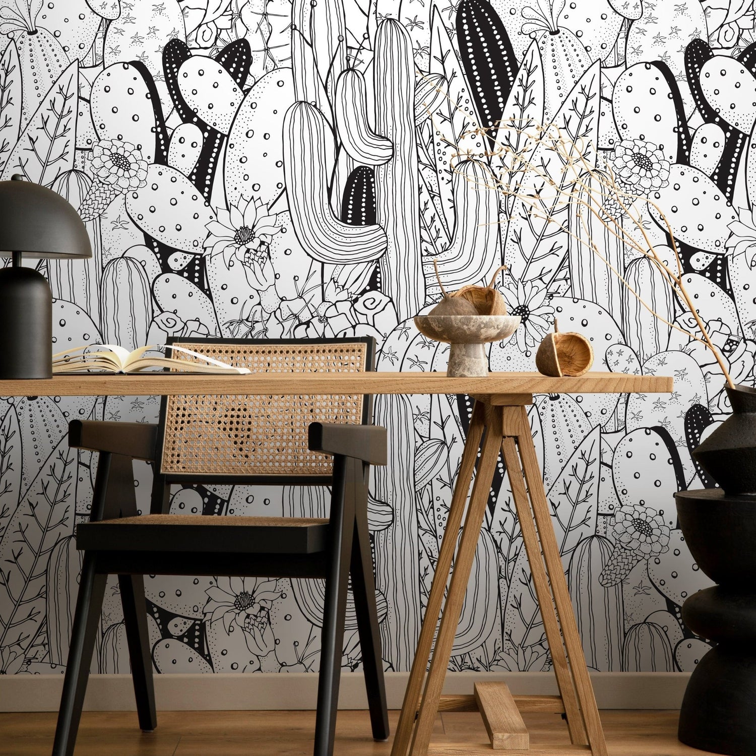 Desert Flora Line Art Wallpaper - A946 - WallTrend