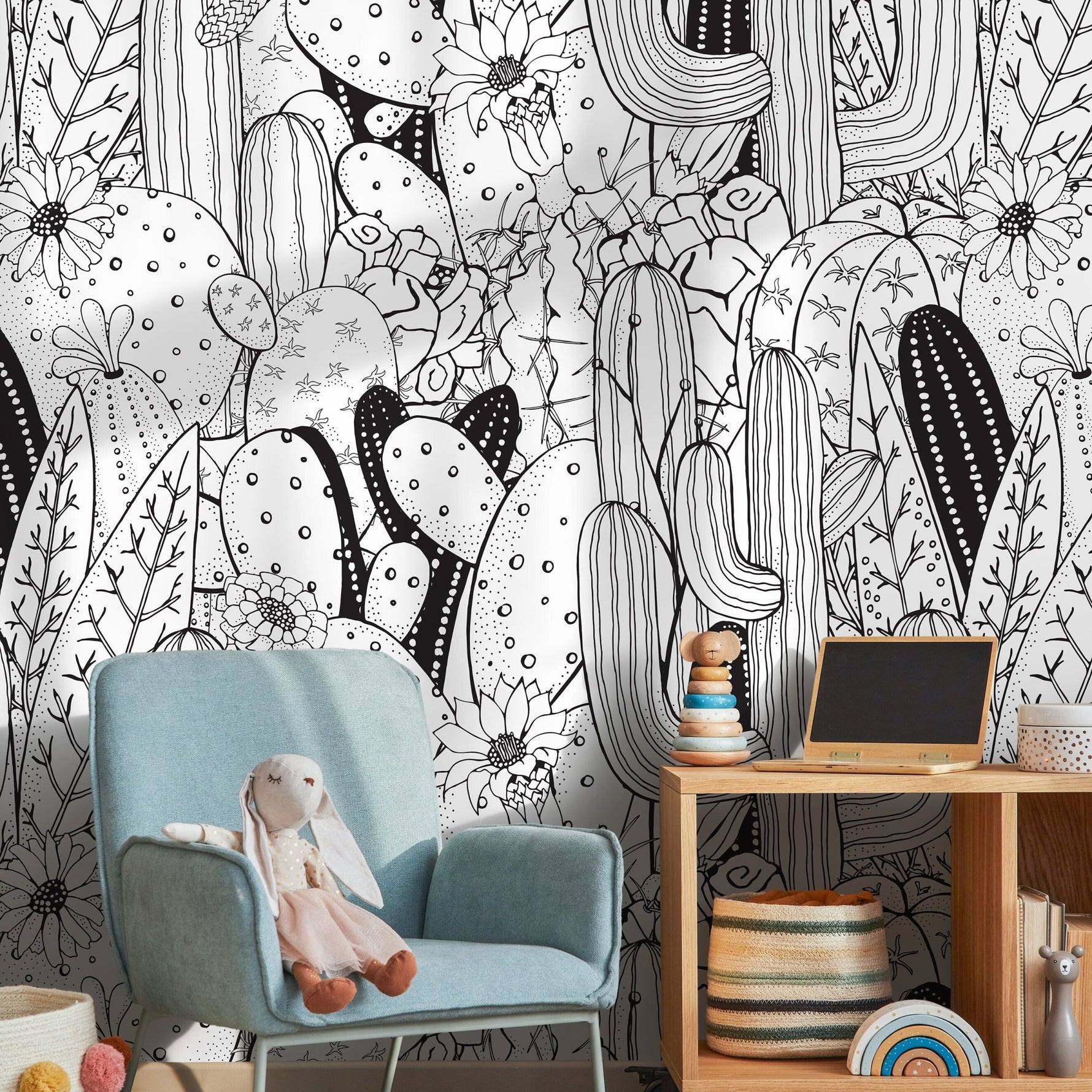 Desert Flora Line Art Wallpaper - A946 - WallTrend