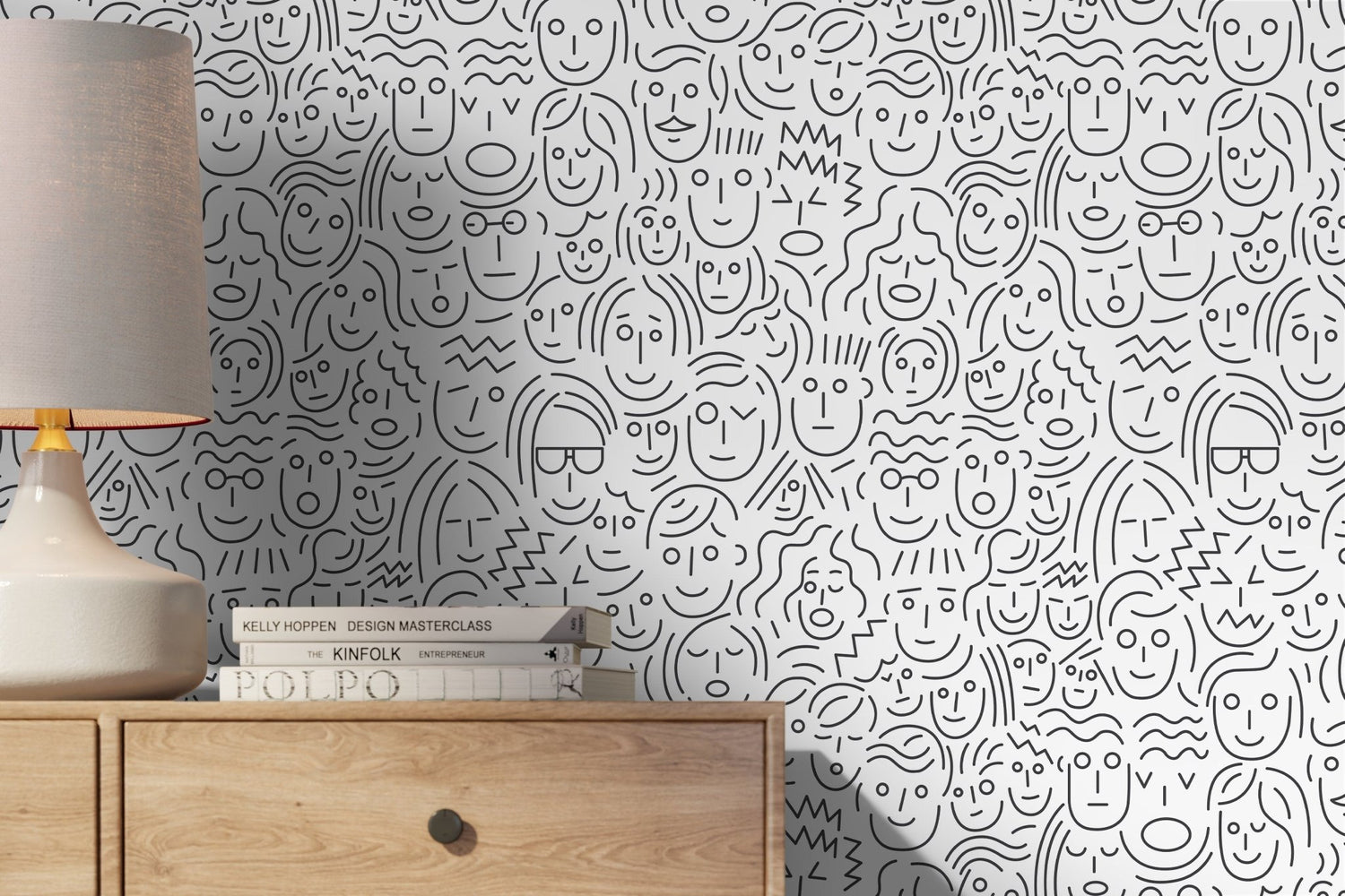 Doodle Faces Wallpaper - B280 - WallTrend