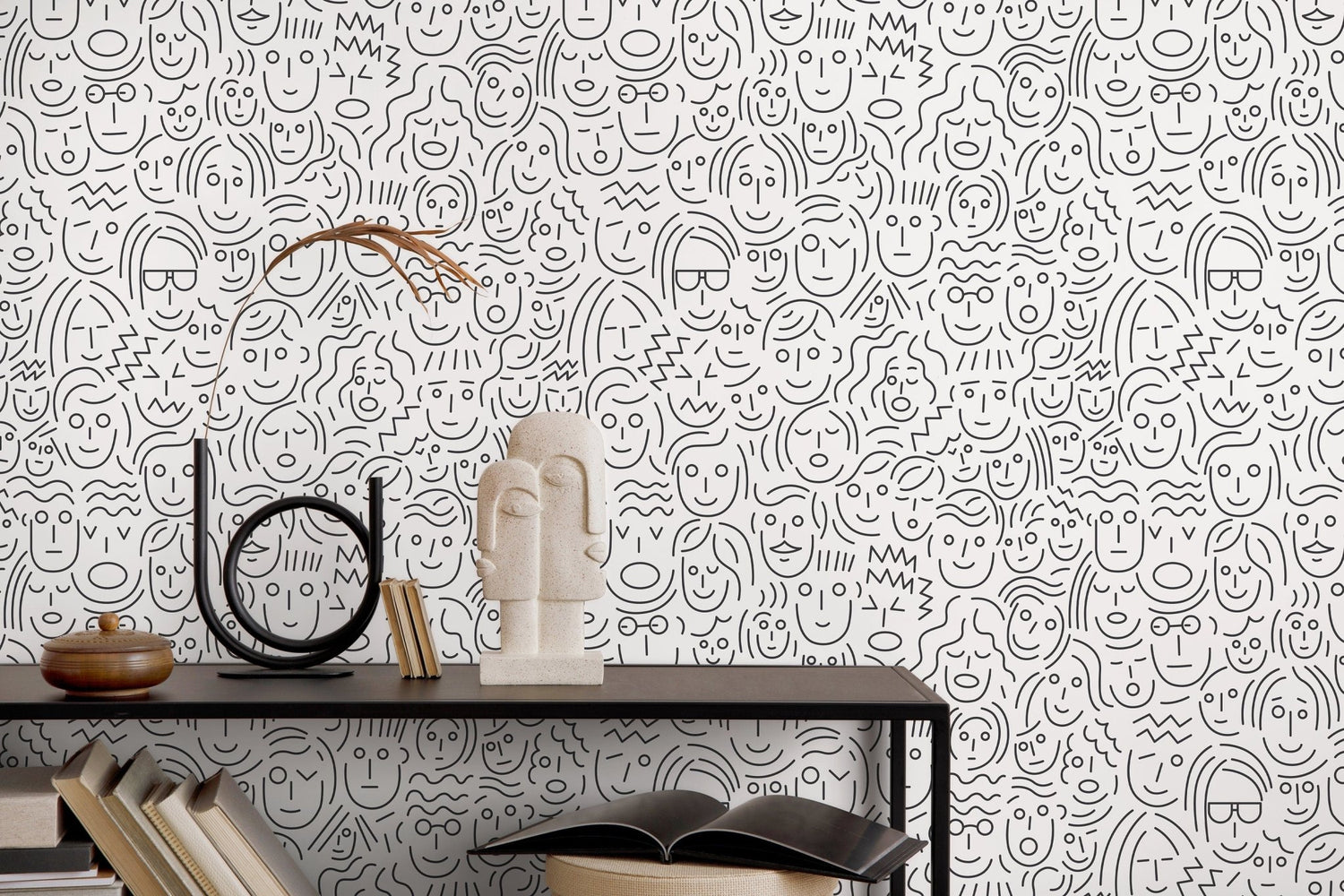 Doodle Faces Wallpaper - B280 - WallTrend