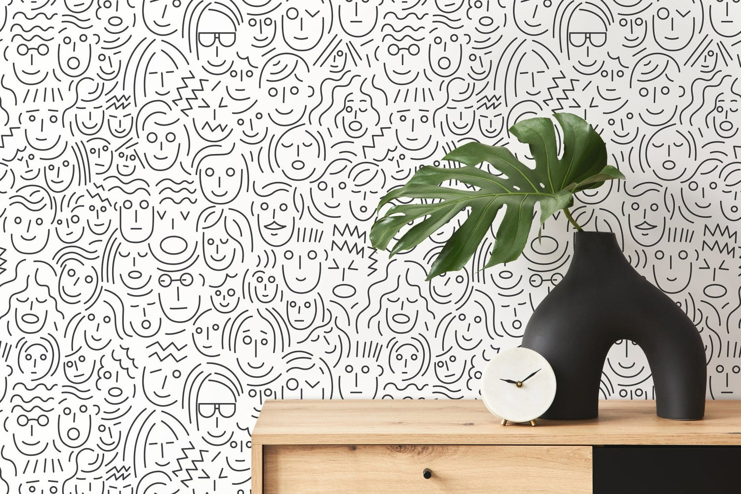 Doodle Faces Wallpaper - B280 - WallTrend