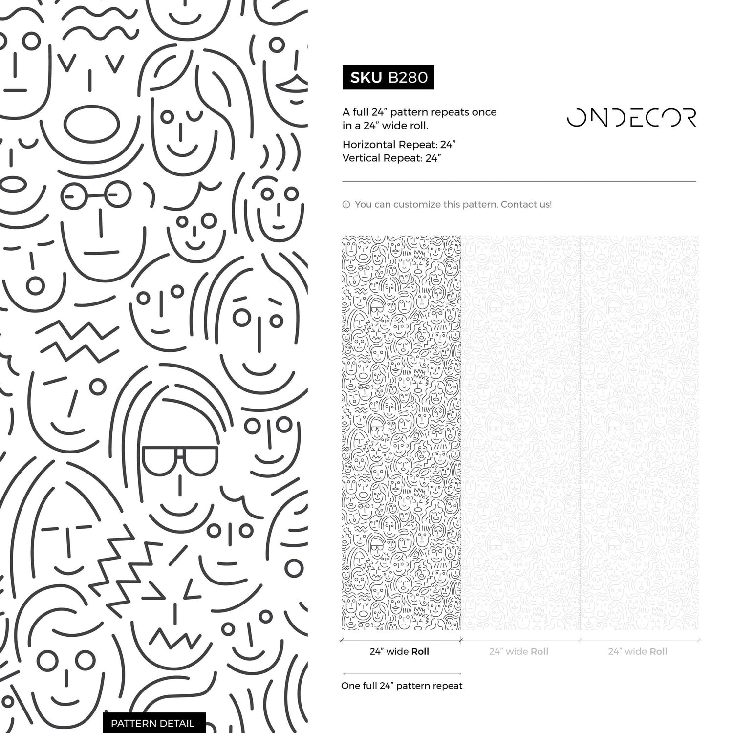 Doodle Faces Wallpaper - B280 - WallTrend