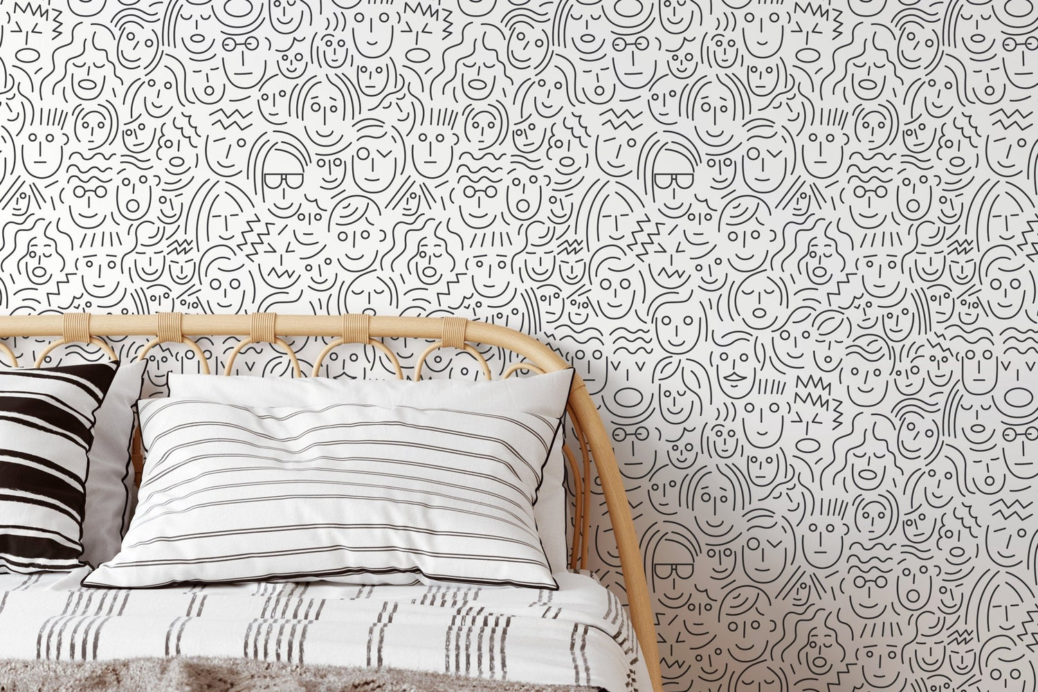 Doodle Faces Wallpaper - B280 - WallTrend