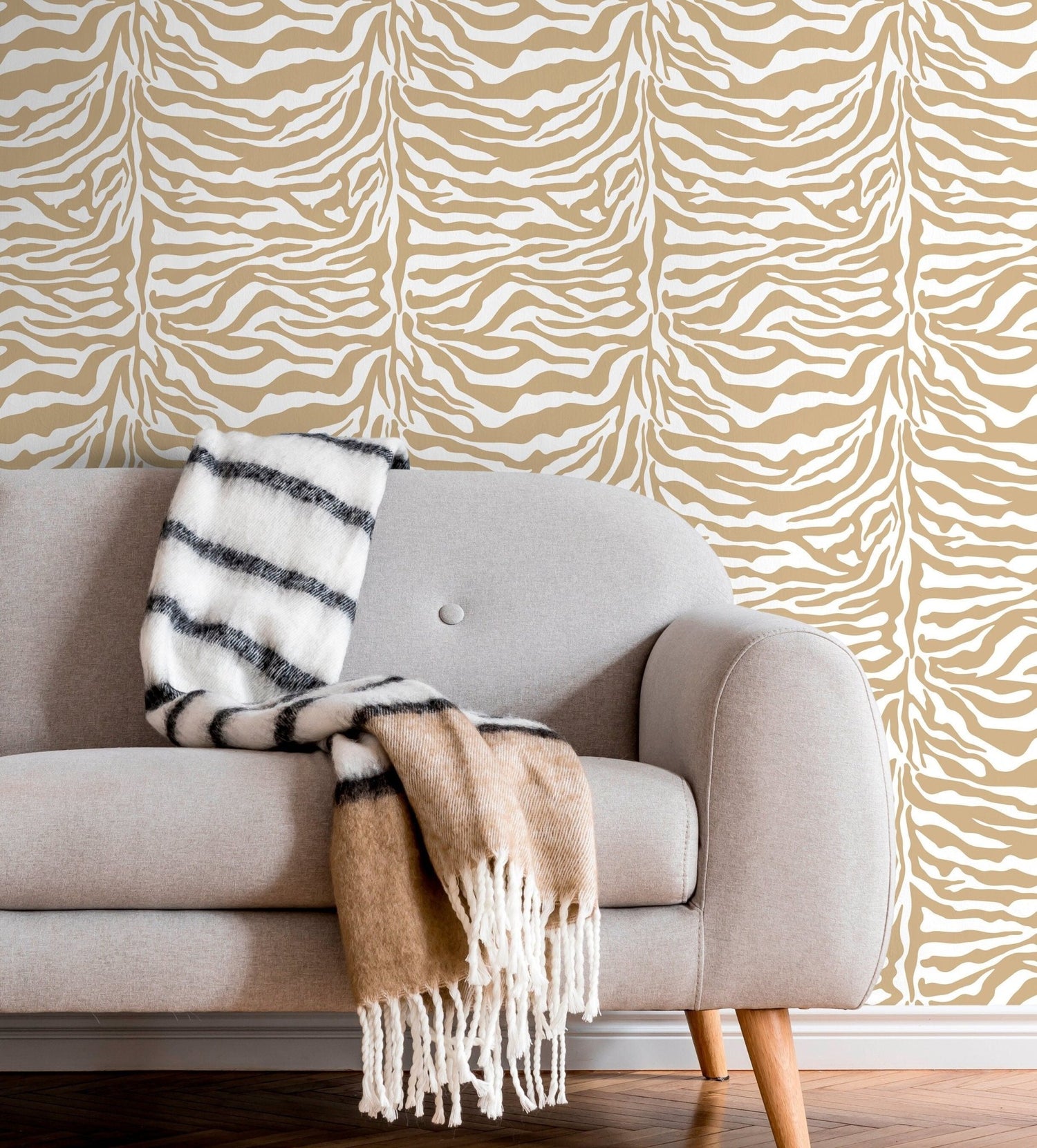 Earthen Zebra Stripes Wallpaper - C772 - WallTrend