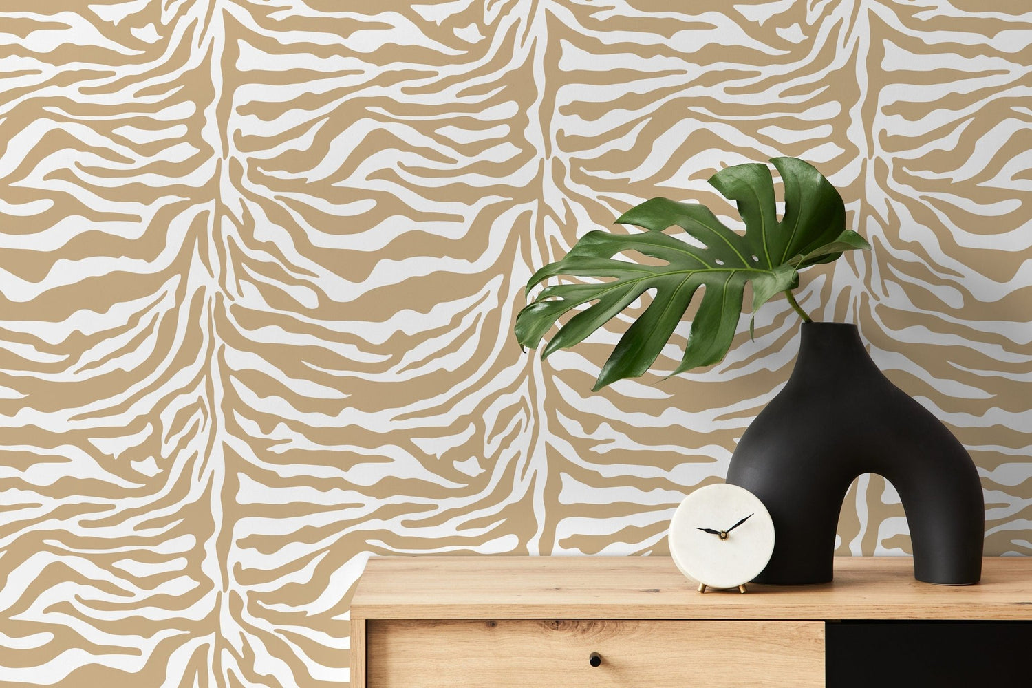 Earthen Zebra Stripes Wallpaper - C772 - WallTrend